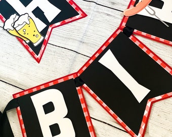 BBQ Summer Theme Birthday Banner | Personalized Birthday Banner | BBQ Birthday Theme