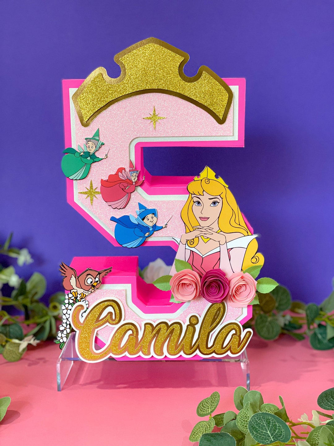 Aurora Princess 3D Letter or Number With Name Sleeping Beauty Princess  Party Theme Girl Party Decor| 3D Centerpiece