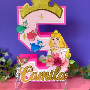 Aurora Princess 3D Letter or Number with Name | Sleeping Beauty Princess Party Theme | Girl Party Decor| 3D Centerpiece