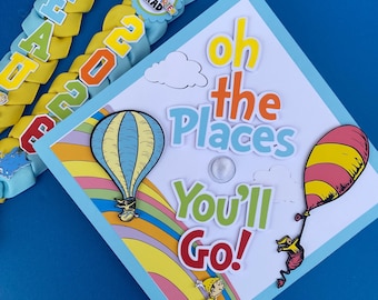 Oh the Places You’ll Go!  Graduation Cap Topper and Lei | Kindergarten Graduation | Graduation Gift | Grad Cap and Lei Set | Class of 2026 |