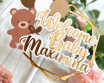 Baby Bear Cake Topper | Baby Shower Cake Topper | Baby bear Theme Party | Birthday Theme | Baby Bear Holding Balloon |