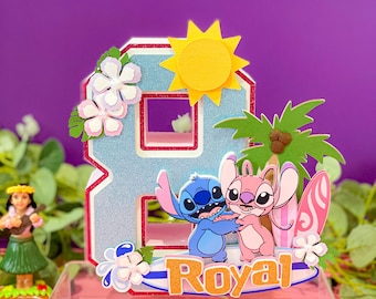 Surfing Angel Stitch Theme 3D Letters |Angel Stitch Party Theme | Angel Stitch Birthday | Nursery Room Decorations | Baby Shower Decorations