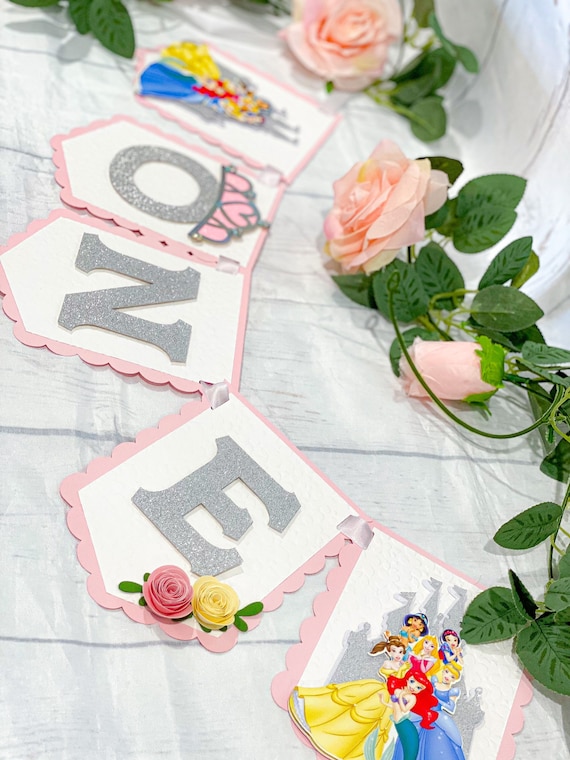 ONE High Chair Banner Enchanting Disney Princess Birthday Party