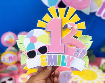 Taarttopper voor zwembadfeest | Taarttopper strandfeest | Zomerthemafeest | Verjaardagsthema zwembadfeest | Strandbal | Verjaardagsfeestje voor surfer