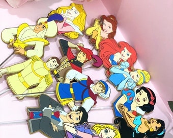 Set van 12 cupcaketoppers | Disney-themafeest prinsen en prinsessen | Prinses verjaardag cupcake toppers | Disney-prinses-cupcaketoppers |