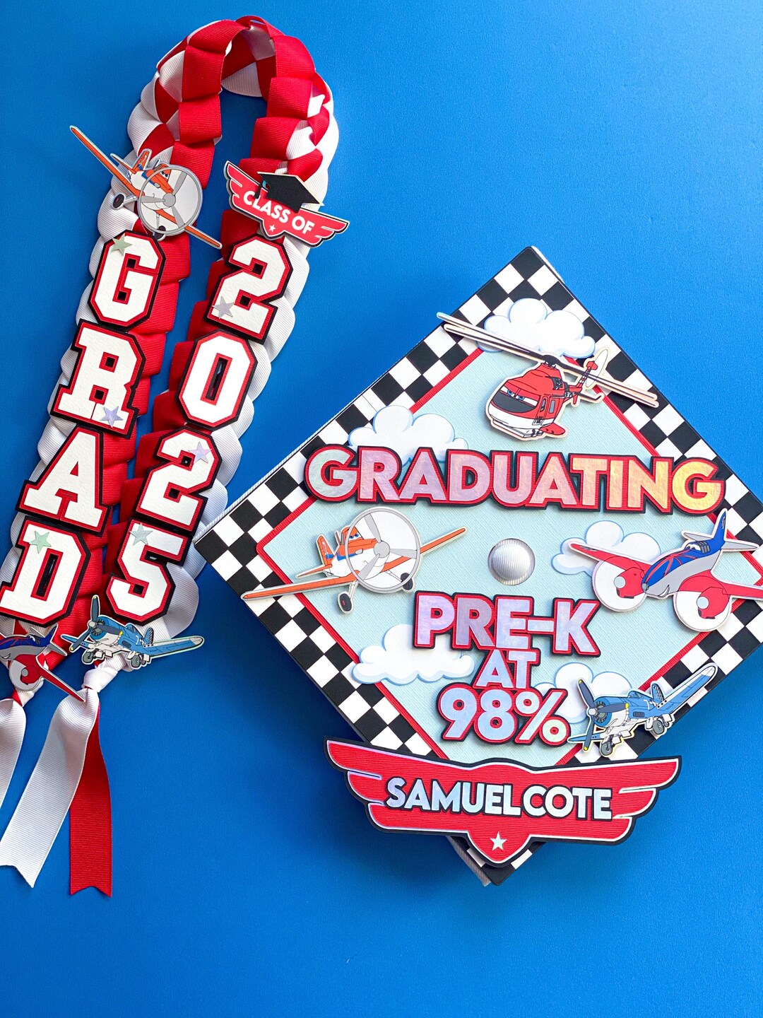 Bundle Airplanes Graduation Cap Topper and Lei | Kindergarten ...