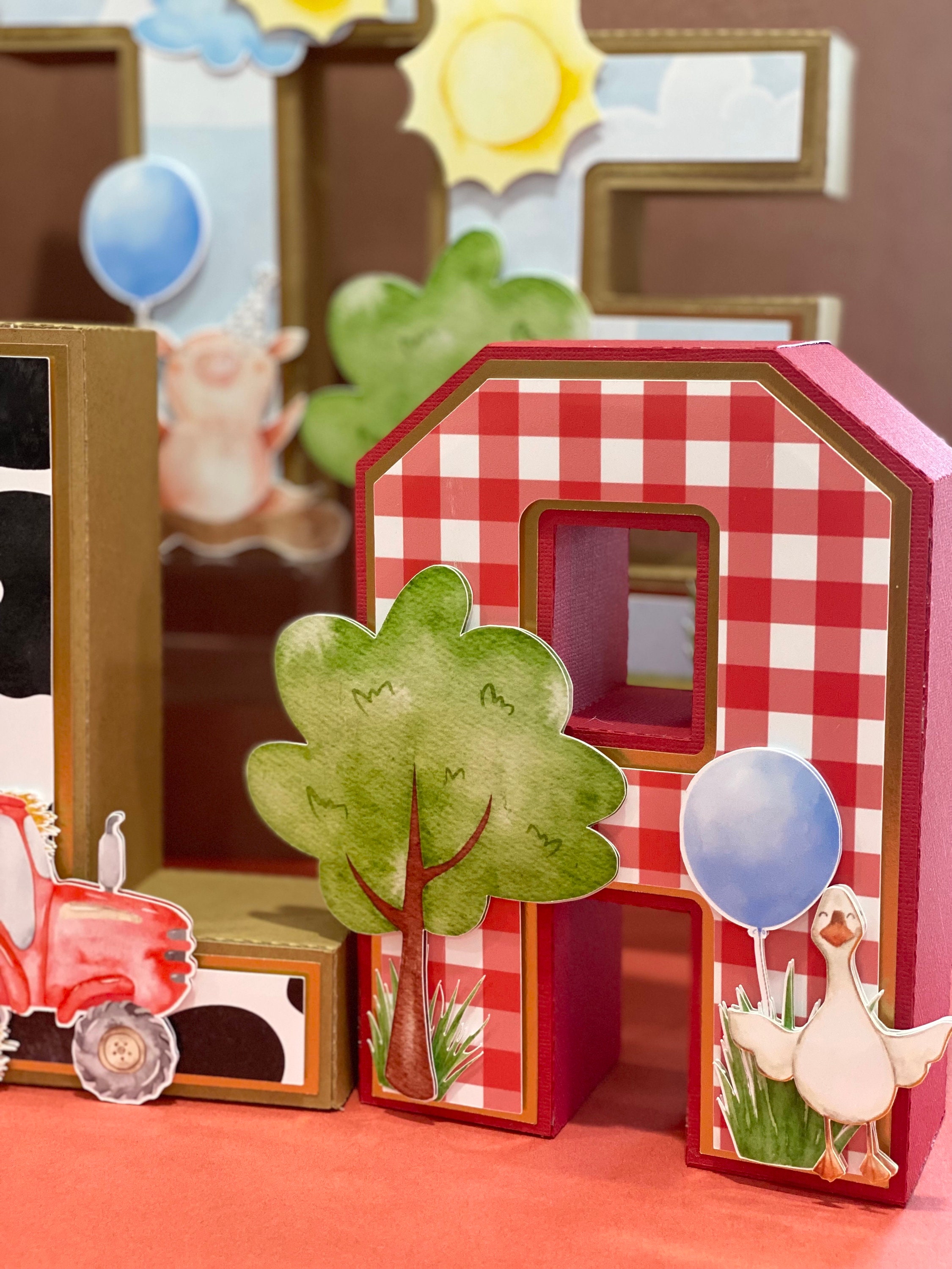 Cute Farm Animal Theme 3D Letters or Numbers | Barnyard Birthday Party ...
