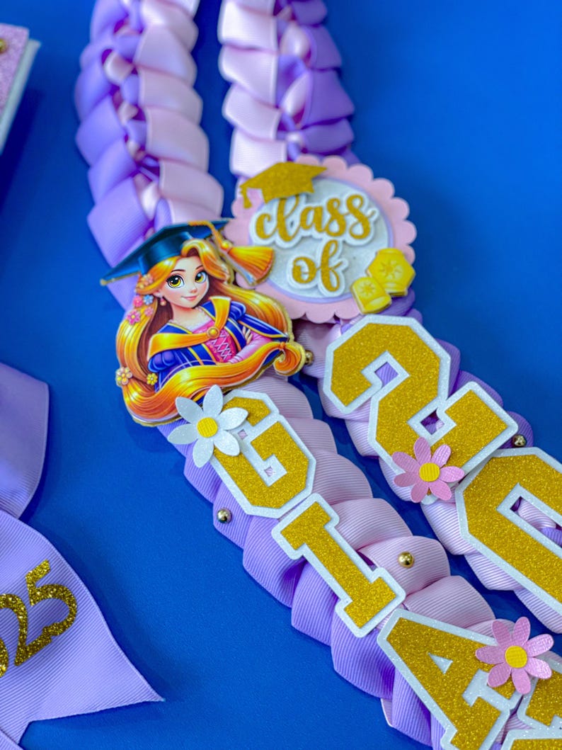 Tangled Ribbpm Rapunzel Graduation Lei | Kindergarten Graduation Lei | Graduation Gift ...