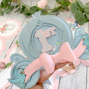Pink Happy Birthday Banner | Cinderella Princess Theme Party | Cinderella Birthday Banner | Personalized Banner | Disney Princess Banner