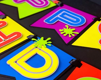 Neon Theme Birthday Banner | Personalized Birthday Banner | Neon Theme Party | Party Decorations