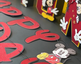 Classic Mickey Theme Birthday Banner | Personalized Birthday Banner | Mickey Mouse Birthday Theme