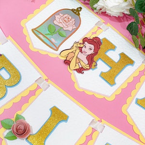 Happy Birthday Banner | Beauty and the Beast Princess Theme Party | Belle Birthday Banner | Disney Princess Banner | Belle Garland |