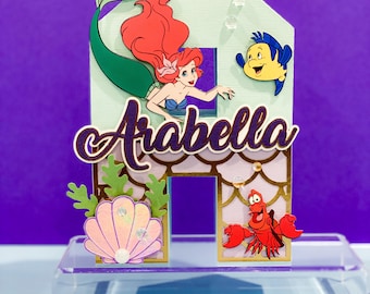 Little Mermaid Theme 3D Letters or Numbers with Name Ariel Party Theme  Nursery Decor Mermaid Birthday Centerpieces