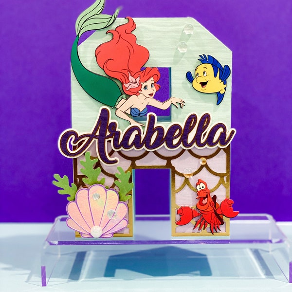 Little Mermaid Theme 3D Letters or Numbers with Name | Ariel Party Theme | Nursery Decor | Mermaid Birthday Centerpieces