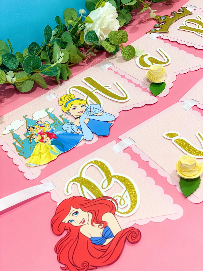 Happy Birthday Banner Disney Princesses Theme Party - Etsy