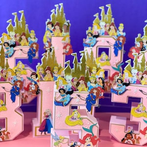 Princess 3D Letters or Numbers| Princess Party Theme | Princess Birthday Keepsake | Girl Party Decor | Princess Centerpiece | Memorabilia |