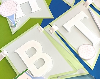 Banner de cumpleaños de golf pastel / Suministros para fiestas temáticas de hoyo en uno / Decoración para fiestas de golf / Tema de Masters /
