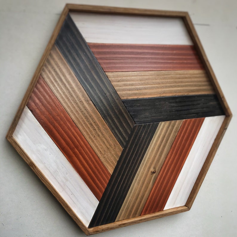 Hexagon Wooden Wall Art Etsy