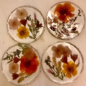 Pressed Flower trivet or large coaster