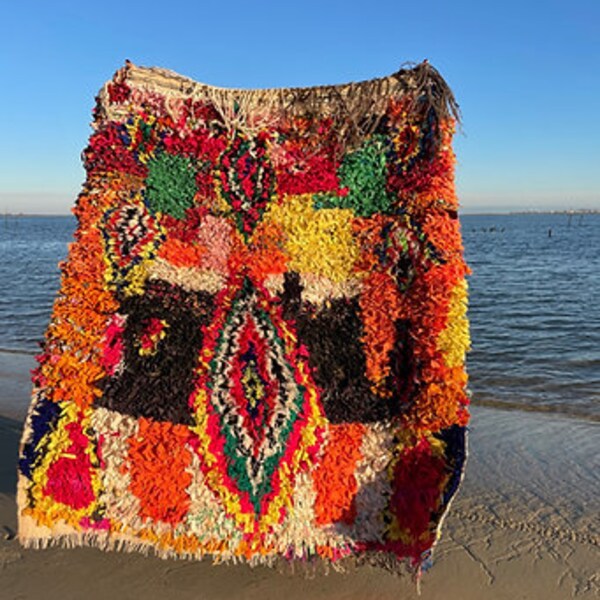 Pouf Bohème Fait Main – Oreiller De Sol En Tapis Boucherouite Upcyclé – Maroc