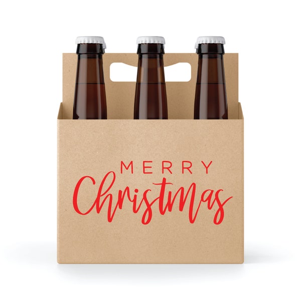 Merry Christmas 6 pack Beer Carrier, Beer Gift for Christmas, Beer Gift for Dad, Secret Santa Gift for Beer Lover, Funny White Elephant Gift