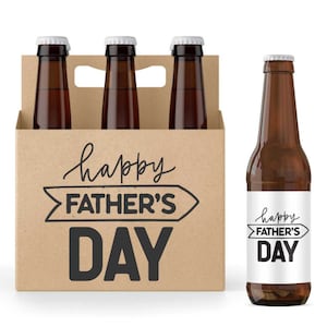 Happy Father&#39;s Day 6 pack Holder and 6 Matching Labels
