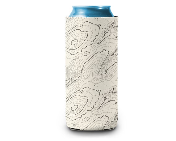 Topo Map Slim Can Cooler, White Claw Can Cooler 