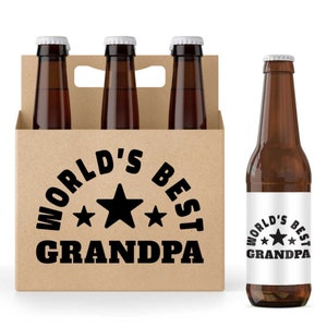 El mejor abuelo del mundo, paquete de 6 soportes y 6 etiquetas a juego