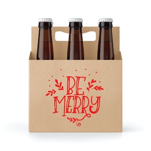 Portavasos de cerveza Be Merry, paquete de 6, tarro de cerveza navideño, ideas para regalos de cerveza navideños, regalo de amigo secreto para amantes de la cerveza, regalo de cerveza para el anfitrión de la fiesta