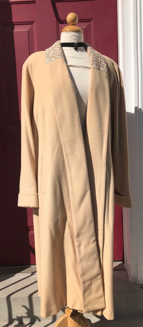 Vintage Cream Wool Swing Coat XL volup