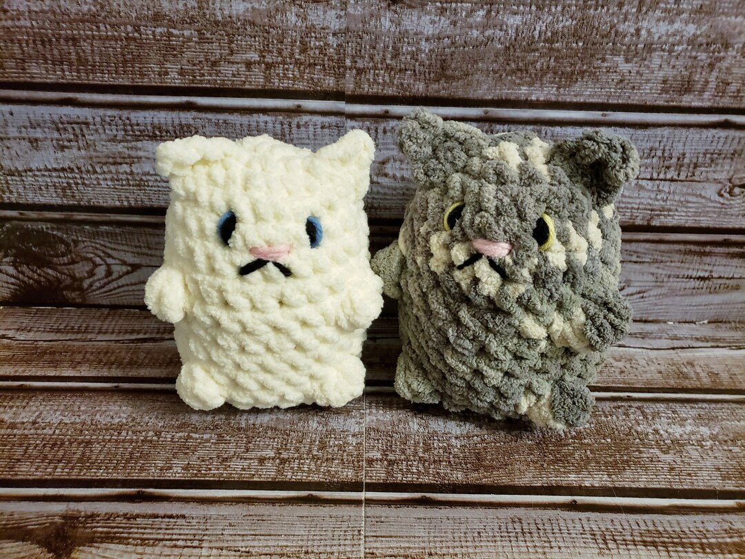 Chunky Chenille Cat Crochet Cat Stuffed Animal Stress Ball Etsy