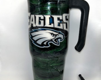 Custom-made "Philadelphia Eagles" 30 oz. tumbler with handle