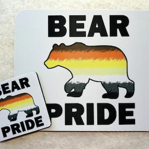 Bear Pride Mouse Pad and Coaster Set - LGBT Matching Desk Set - Multiple Designs