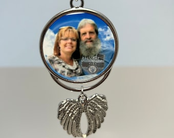Angel Wing with Photo Pendant - Rearview Mirror Pendant with your picture