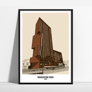 Broadcasting Tower Art Print, Leeds Beckett