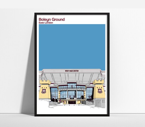 Póster Artístico West Ham Upton Park - Diseño Retro John Lyall Gates