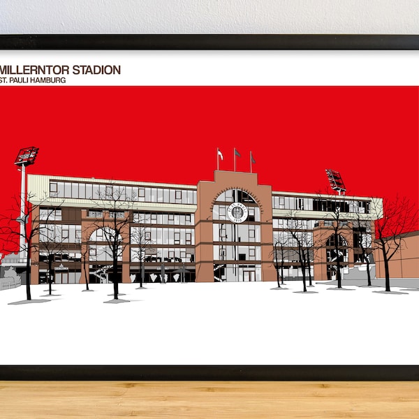 FC St. Pauli Kunstdruck vom Millerntor Stadion, Poster, Bild, Geschenk