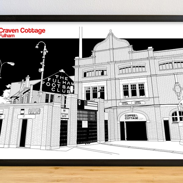 Fulham FC Art Print of Craven Cottage, Poster, Picture, Gift