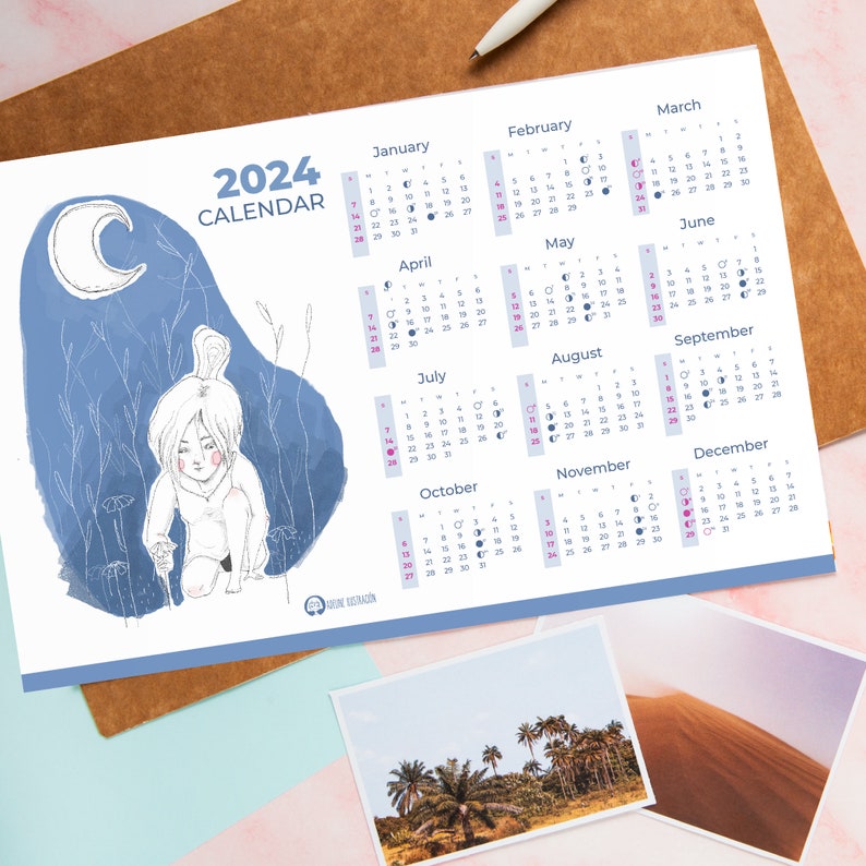 Printable Girl Art Calendar 2024 /gift Art Calendars /PDF Printable