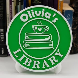 Bibliothek Schild für Buchliebhaber | Bücherwurm Wohn- & Bürodekor | Leseecke mit Holzrahmen | Einzigartiges Geschenk-Library-Zeichen | Buch Dekor