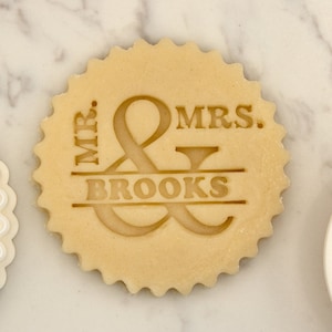 Custom Cookie Mr and Mrs Stamp Personalized Fondant Embosser Cookie Biscuit Stamp Fondant Cake Decorating Icing Cupcakes Stencil Wedding image 1