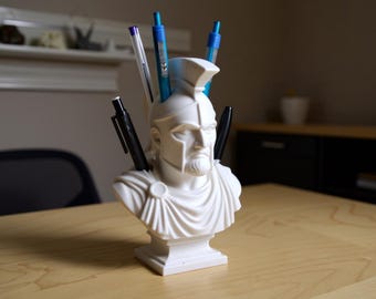 3D Printed Spartan Helmet Pen Holder: Ancient Greece Desk Organizer