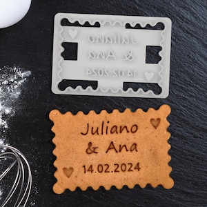 Personalized Petit Beurre Cookie Cutter - Custom Names & Date