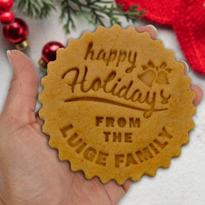 SHIPS FAST! Custom Merry Christmas Cookie Cutter & Stamp with Personalized Family Name Embosser Family Name Christmas Family Name Embosser