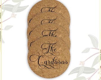 Custom Coaster Cork Set Engraved  Warm Gifts personalized Corks Set Coasters for Relatives and Friends.