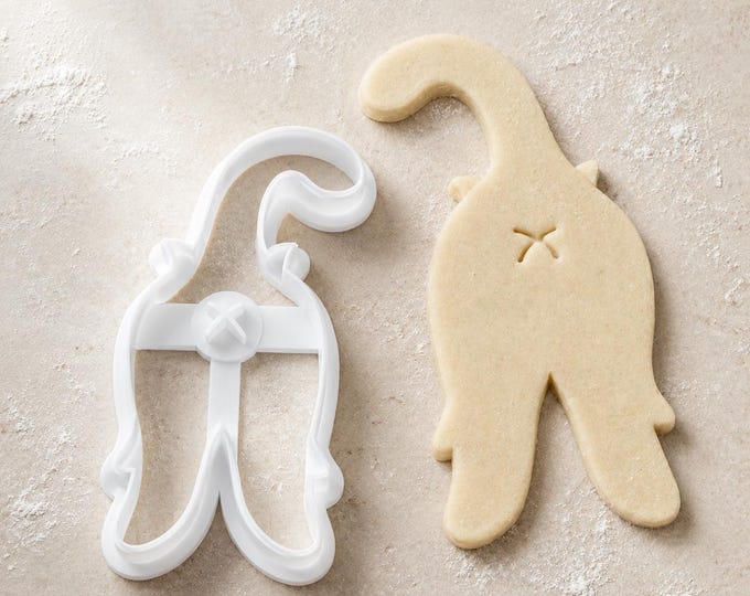 Cat Butt Cookie Cutter and Stamp, 4.5-Inch Kitty Bum Baking Tool, Fondant Clay