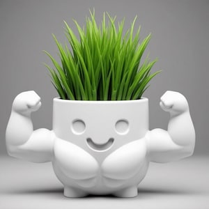 Funny Flexing Muscle Planter: Unique Gym Decor