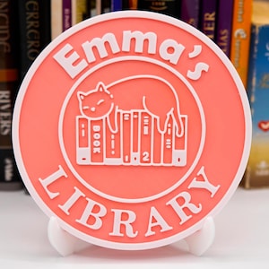 Personalized Library Sign - Book Nook Decor with Stand, Unique Bookshelf Sign for Readers, Bookshelf Gift , Book Lovers Personalized Library