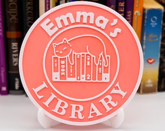 Personalized Library Sign - Book Nook Decor with Stand, Unique Bookshelf Sign for Readers, Bookshelf Gift , Book Lovers Personalized Library