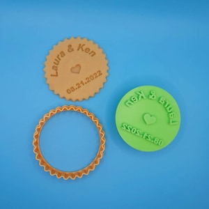 Wedding Cookie cutter Stamp Personalized Cookie and Fondant Embosser 3&quot; birthday party craft fondant clay